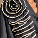 Charcoal Spiral Ruffle Blouse