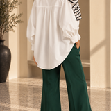 White Spiral Ruffle Blouse