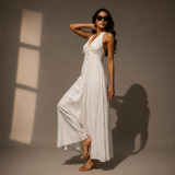 Ivory Jacquard Halter Maxi Dress