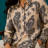 Ivory Navy Paisley Print Shirt