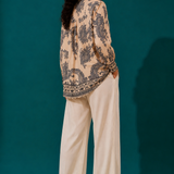 Ivory Navy Paisley Print Shirt