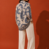 Ivory Navy Paisley Print Shirt