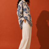 Ivory Navy Paisley Print Shirt